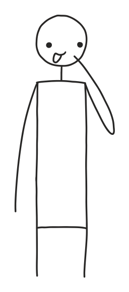 A hand-drawn figure resting a hand on its chin, thoughtfully observing